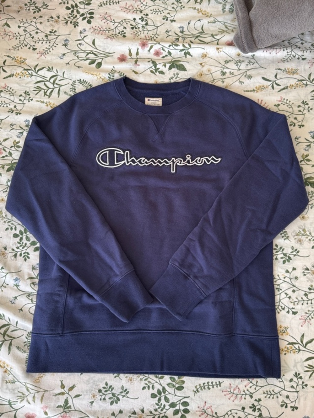 Champion Navy Script Logo Crewneck Sweatshirt - Men's